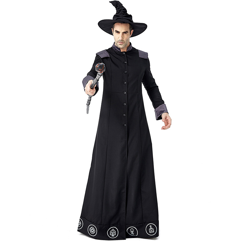 Halloween Wizard Cosplay Costumes Gothic Magic Long Robe for Party